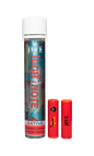 Image of the JIVE High Note Sativa 2 pack. two small red vapes outside of a multicolor tube. 