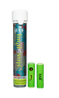 Image of the JIVE High Note Hybrid vape 2 pack. two small green vapes sit outside their multicolor tube. 