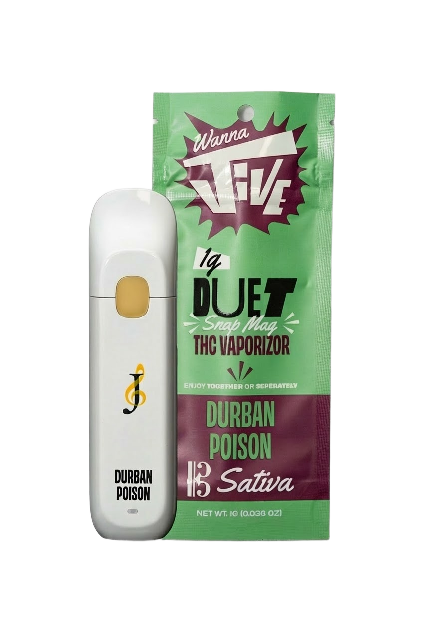 Durban Poison Disposable Vape Low Dose WannaJIVE Duet Durban Poison Disposable Vape Low Dose WannaJIVE Duet