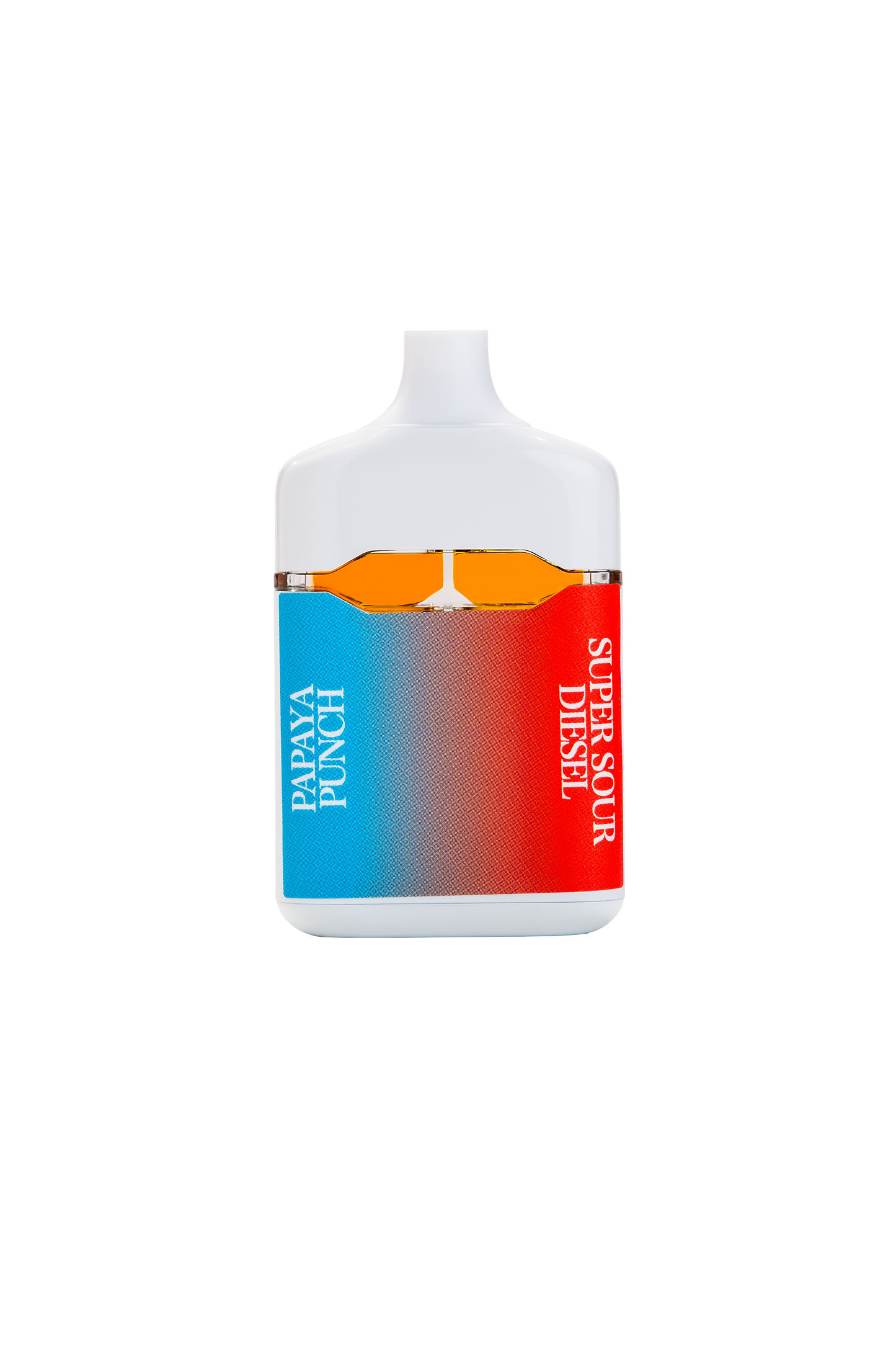 JIVE Duet Vape device. White with blue and red label. 